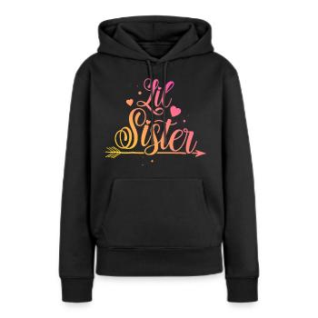 Petite soeur - Sweat à capuche Premium bio Femme - noir - Devant - Julia (174cm)