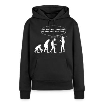 évolution inversée - Sweat à capuche Premium bio Femme - noir - Devant - Julia (174cm)