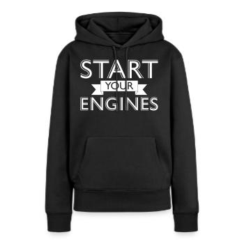 Démarrage de vos moteurs - Sweat à capuche Premium bio Femme - noir - Devant - Julia (174cm)