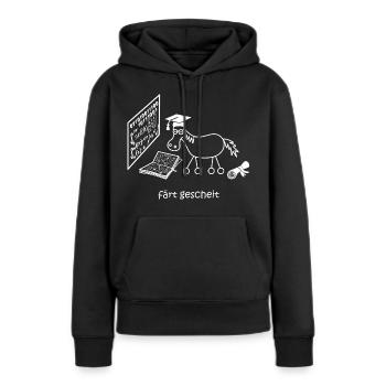 färt gescheit, intelligentes Pferd, IQ, schlau - Frauen Premium Bio Hoodie - Schwarz - Vorne - Julia (174cm)