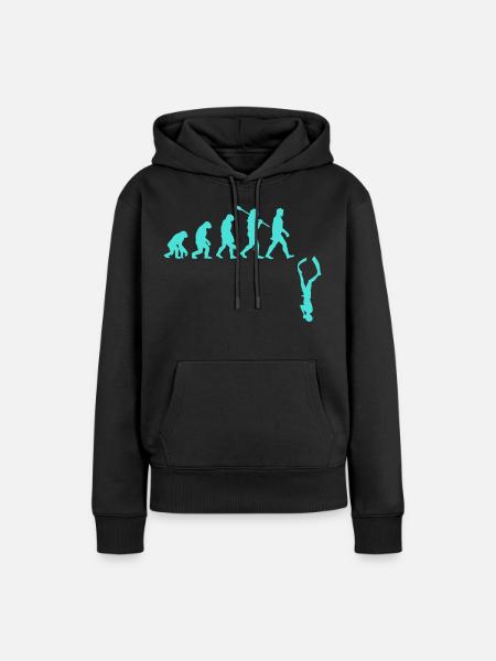 Evolution des Freitauchens - Frauen Premium Bio Hoodie - Schwarz