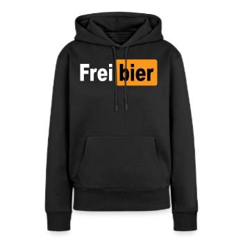 FREIBIER - Frauen Premium Bio Hoodie - Schwarz - Vorne - Julia (174cm)