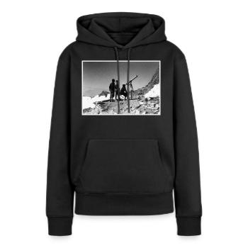 Drei Männer und ein Teleskop - Frauen Premium Bio Hoodie - Schwarz - Vorne - Julia (174cm)