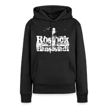 Rostock Hansestadt - Frauen Premium Bio Hoodie - Schwarz - Vorne - Julia (174cm)