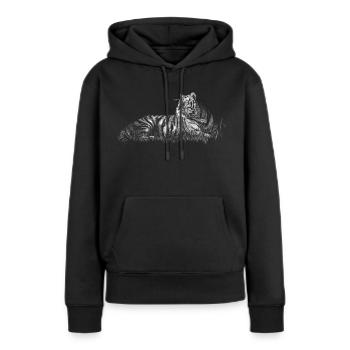Tigre - Sweat à capuche Premium bio Femme - noir - Devant - Julia (174cm)