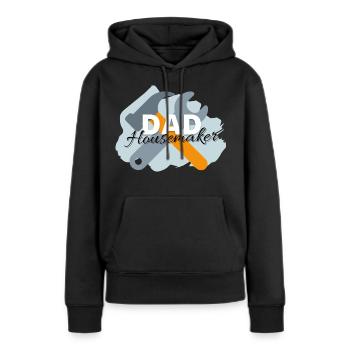 Papa ménagère - Sweat à capuche Premium bio Femme - noir - Devant - Julia (174cm)