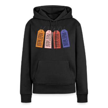 Billet de bière gratuit - Sweat à capuche Premium bio Femme - noir - Devant - Julia (174cm)