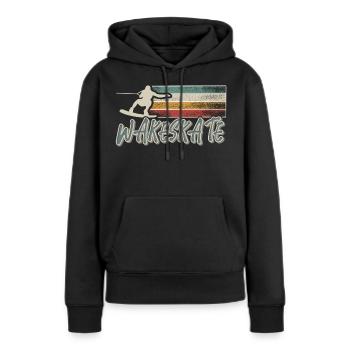 Wakeskaten Wakeskating Wakeskater Wakeboard - Sweat à capuche Premium bio Femme - noir - Devant - Julia (174cm)