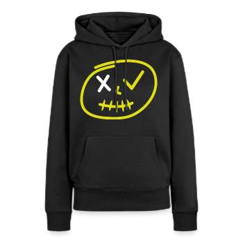 Trend Gesicht - Frauen Premium Bio Hoodie - Schwarz - Vorne - Julia (174cm)
