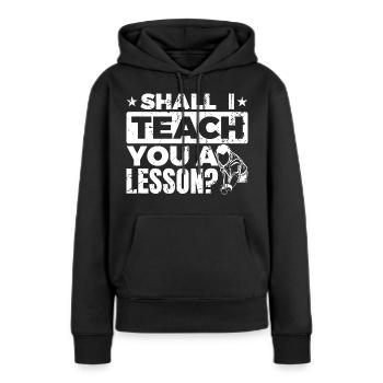 Leçon de billard - Sweat à capuche Premium bio Femme - noir - Devant - Julia (174cm)