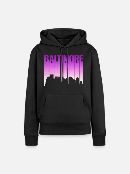 Baltimore Skyline Gradient - Frauen Premium Bio Hoodie - Schwarz