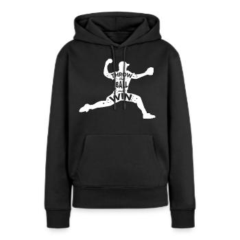 Baseball Slogan - Sweat à capuche Premium bio Femme - noir - Devant - Julia (174cm)