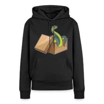 Schlange Karton - Frauen Premium Bio Hoodie - Schwarz - Vorne - Julia (174cm)