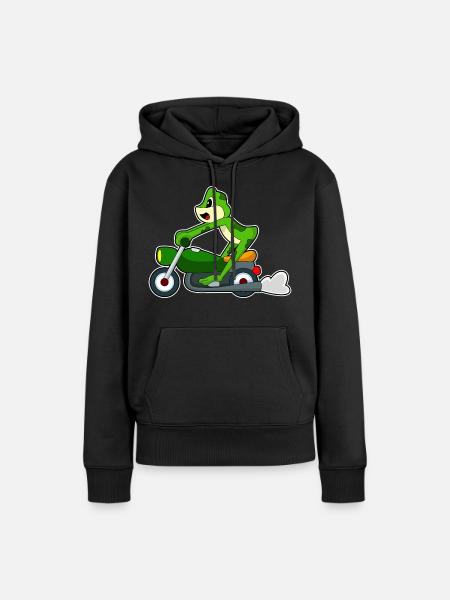 Frosch Motorrad - Frauen Premium Bio Hoodie - Schwarz