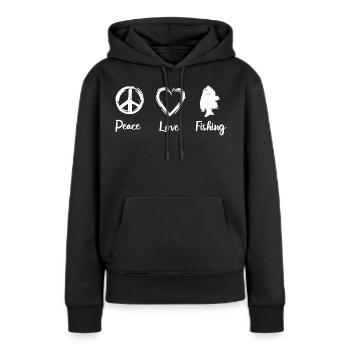 Amour de la pêche - Sweat à capuche Premium bio Femme - noir - Devant - Julia (174cm)