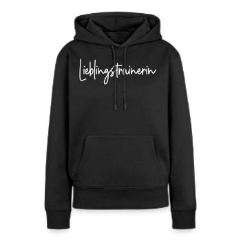 Lieblingstrainerin - Frauen Premium Bio Hoodie - Schwarz - Vorne - Julia (174cm)