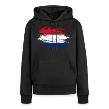 Holland Flagge used - Frauen Premium Bio Hoodie - Schwarz - Vorne - Julia (174cm)