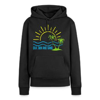 Meer, Sonne und Sand - Frauen Premium Bio Hoodie - Schwarz - Vorne - Julia (174cm)