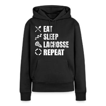Lacrosse Spieler Routine - Frauen Premium Bio Hoodie - Schwarz - Vorne - Julia (174cm)