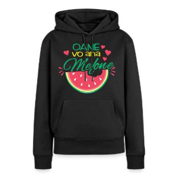 Oane vo ana melon - Un des melons - Sweat à capuche Premium bio Femme - noir - Devant - Julia (174cm)