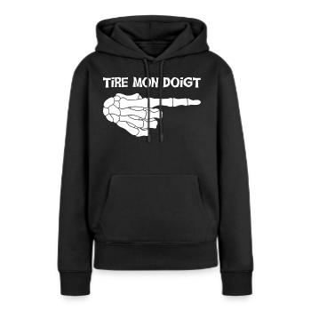 Blague mortelle - Sweat à capuche Premium bio Femme - noir - Devant - Julia (174cm)