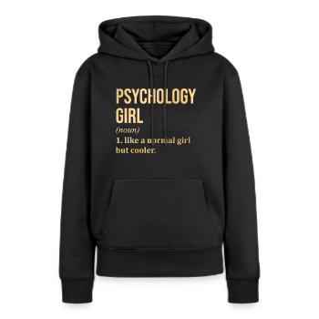 Psychologie Fille Drôle de dicton - Sweat à capuche Premium bio Femme - noir - Devant - Julia (174cm)