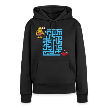 Le labyrinthe des amoureux - Sweat à capuche Premium bio Femme - noir - Devant - Julia (174cm)