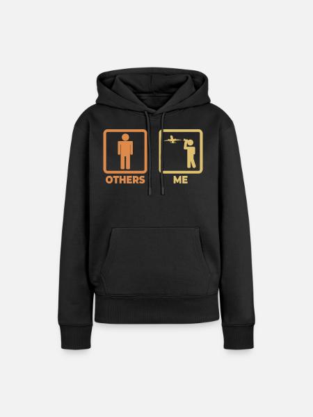 Flugzeugliebhaber Strichmännchen - Frauen Premium Bio Hoodie - Schwarz