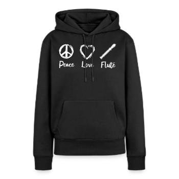 Peace Love Flute - Frauen Premium Bio Hoodie - Schwarz - Vorne - Julia (174cm)
