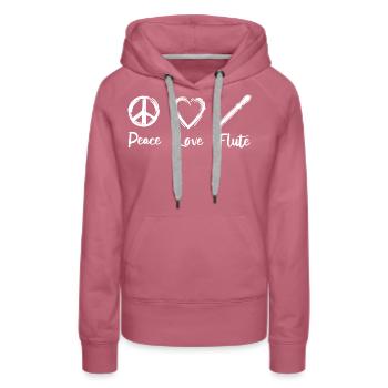 Peace Love Flute - Frauen Premium Bio Hoodie - Malve - Vorne - Isabella (175cm)