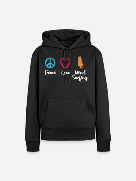 Frieden Liebe Windsurfen - Frauen Premium Bio Hoodie - Schwarz