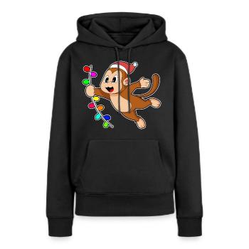 Affe Weihnachten Liane - Frauen Premium Bio Hoodie - Schwarz - Vorne - Julia (174cm)