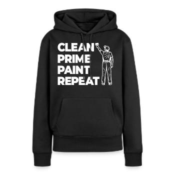 Reinigen Grundieren Lackieren - Frauen Premium Bio Hoodie - Schwarz - Vorne - Julia (174cm)