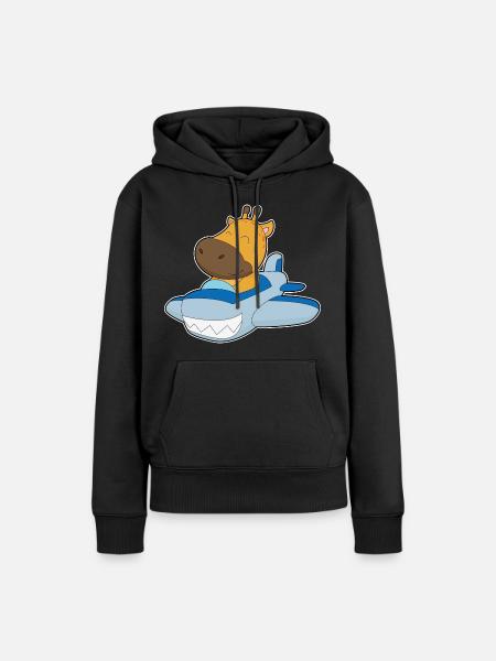 Giraffe Flugzeug - Frauen Premium Bio Hoodie - Schwarz