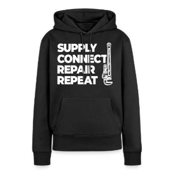 Approvisionnement, raccordement, réparation, plomberie - Sweat à capuche Premium bio Femme - noir - Devant - Julia (174cm)