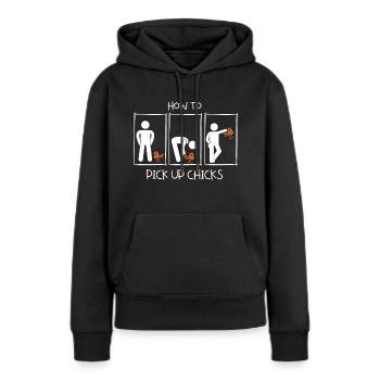 Comment draguer des filles - Comment draguer des poussins. - Sweat à capuche Premium bio Femme - noir - Devant - Julia (174cm)
