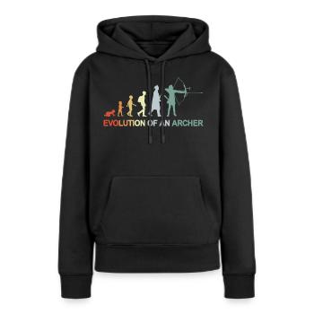 Bogenschützen Evolution - Frauen Premium Bio Hoodie - Schwarz - Vorne - Julia (174cm)