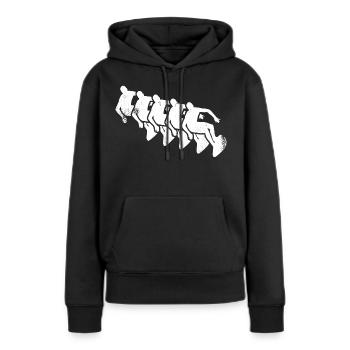 Wellenreiter Zeichnung - Frauen Premium Bio Hoodie - Schwarz - Vorne - Julia (174cm)