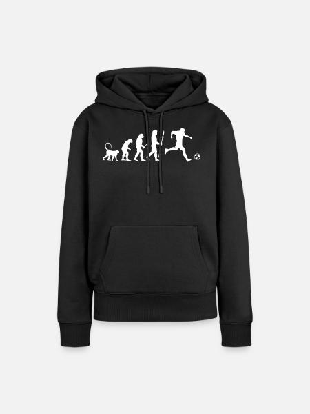 Fußball Evolution - Frauen Premium Bio Hoodie - Schwarz