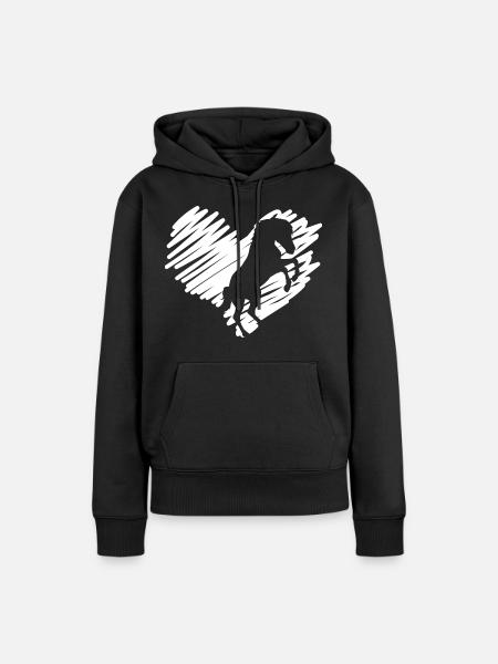 Ich liebe Pferde - Frauen Premium Bio Hoodie - Schwarz