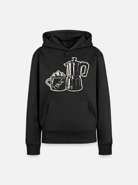 Coffee Hike - Mountain Espresso [Weiß] - Frauen Premium Bio Hoodie - Schwarz