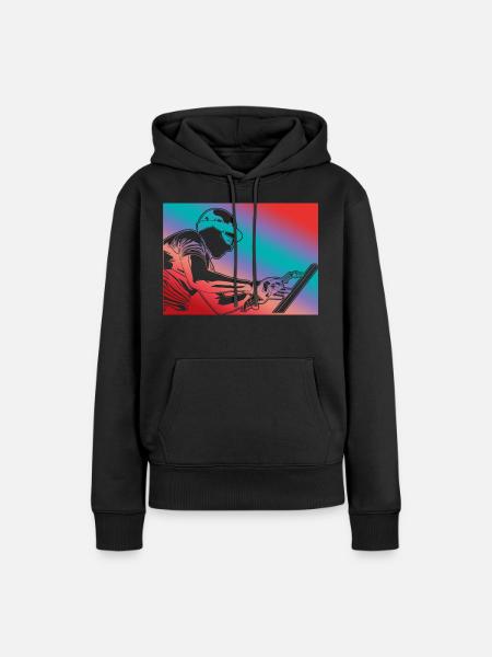 Schweißer Retro Look - Frauen Premium Bio Hoodie - Schwarz