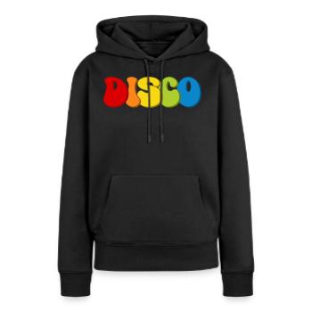 Discothèque - Sweat à capuche Premium bio Femme - noir - Devant - Julia (174cm)