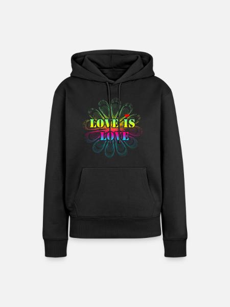 love is love - Frauen Premium Bio Hoodie - Schwarz
