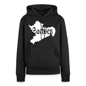 Saxe noir et blanc - Sweat à capuche Premium bio Femme - noir - Devant - Julia (174cm)