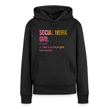 Travail social Travail social Travail social - Sweat à capuche Premium bio Femme - noir - Devant - Julia (174cm)