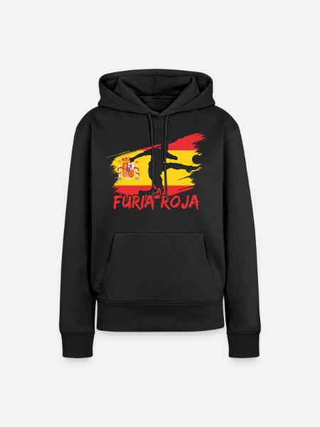 Spanien Fußball - Frauen Premium Bio Hoodie - Schwarz