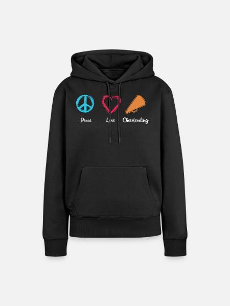 Frieden Liebe Cheerleading - Frauen Premium Bio Hoodie - Schwarz