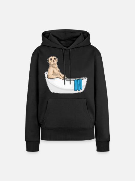 Erdmännchen Baden Badewanne - Frauen Premium Bio Hoodie - Schwarz