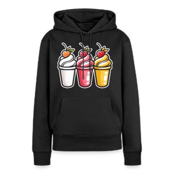 Coupes de glace - Sweat à capuche Premium bio Femme - noir - Devant - Julia (174cm)